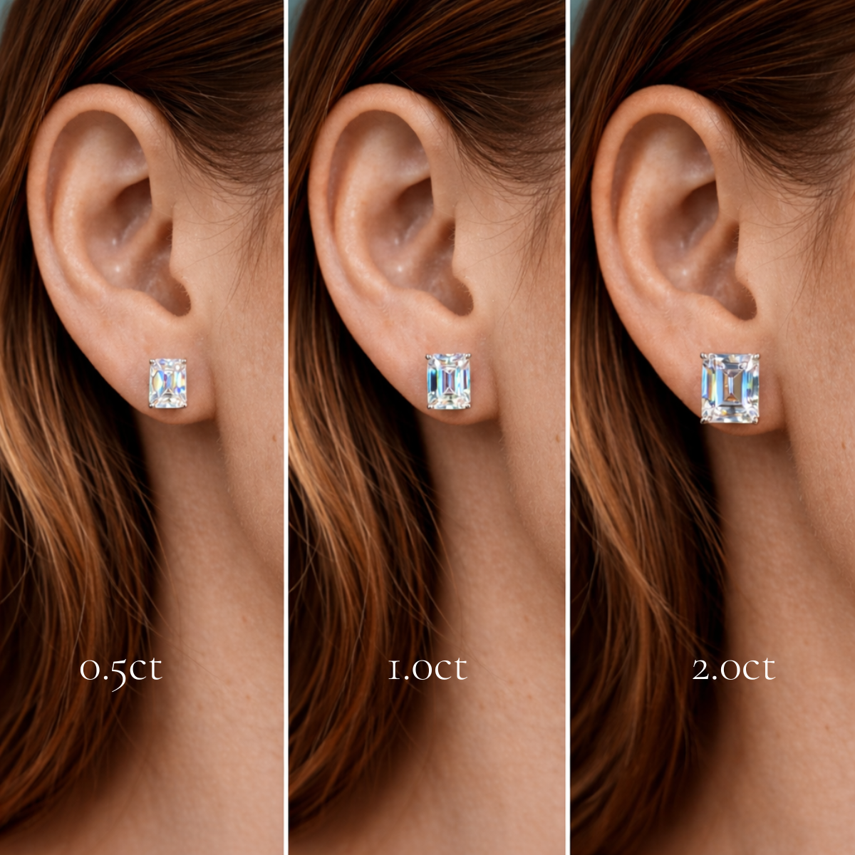 The Eden - Emerald Cut Moissanite Earrings with 10k Gold Posts