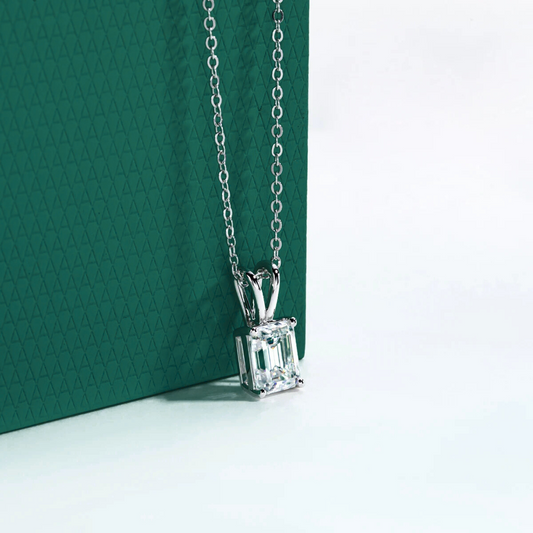 The Lysandra - Emerald Cut Moissanite Necklace