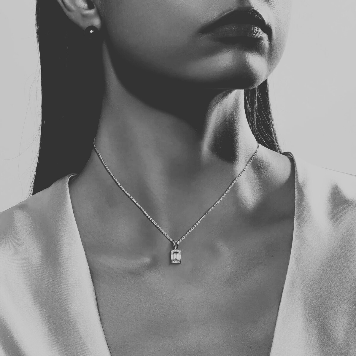 The Lysandra - Emerald Cut Moissanite Necklace