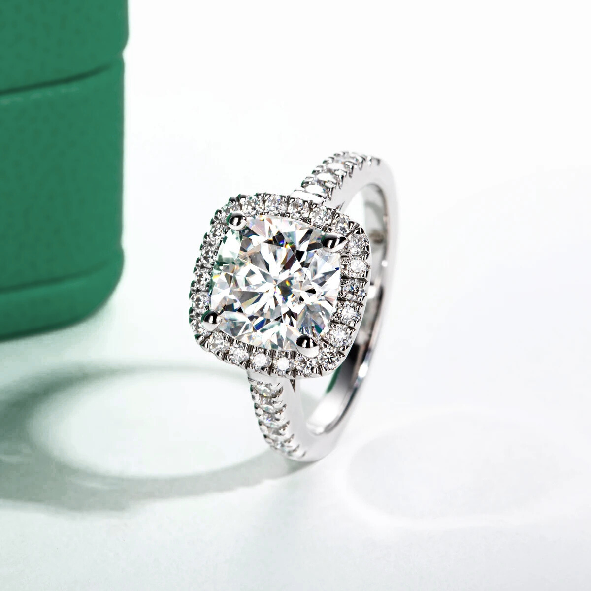 The Aveline - Cushion Cut Moissanite Halo Ring