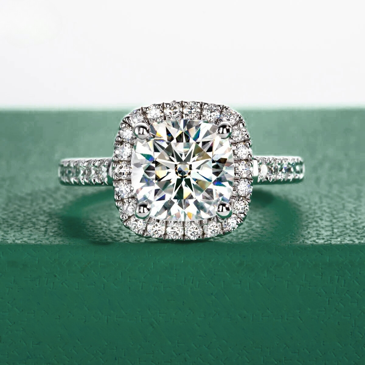 The Aveline - Cushion Cut Moissanite Halo Ring