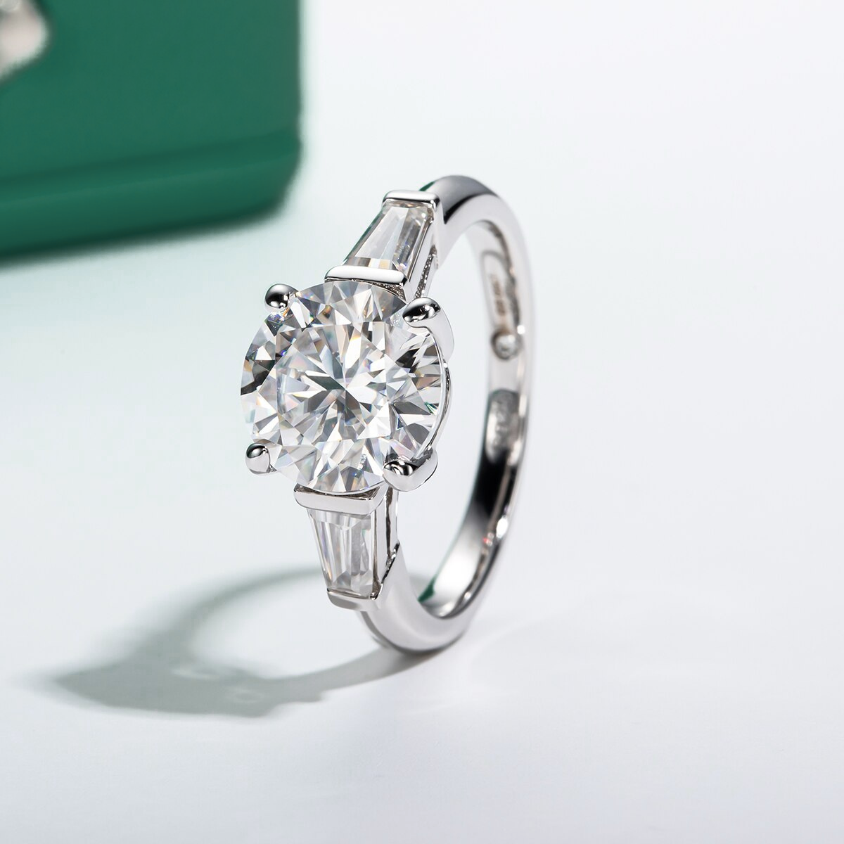The Charmed - Round & Emerald Three-Stone Moissanite Ring