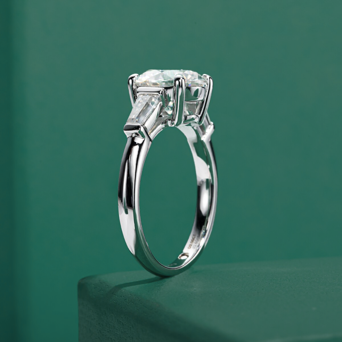 The Charmed - Round & Emerald Three-Stone Moissanite Ring
