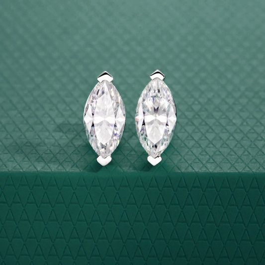 The Mireille - Marquise Cut Moissanite Earrings