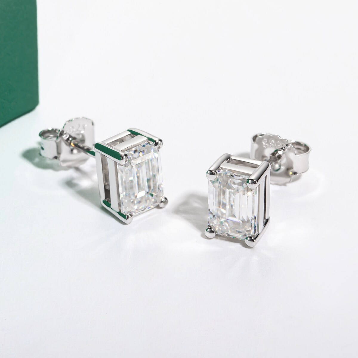 The Eden - Emerald Cut Moissanite Earrings with 10k Gold Posts