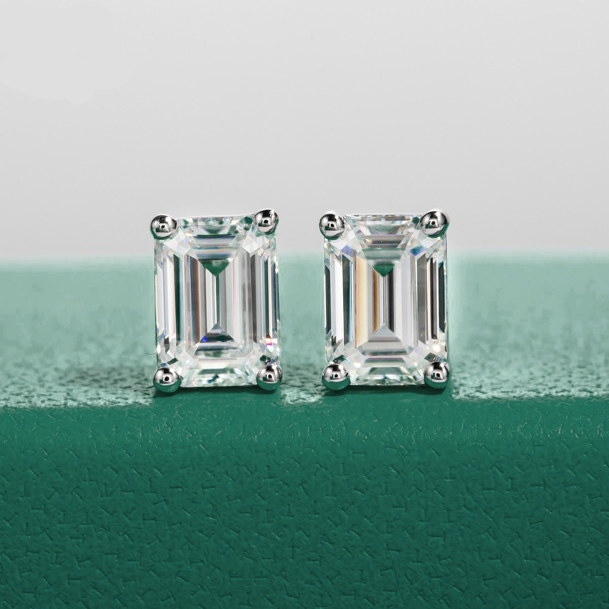 The Eden - Emerald Cut Moissanite Earrings with 10k Gold Posts