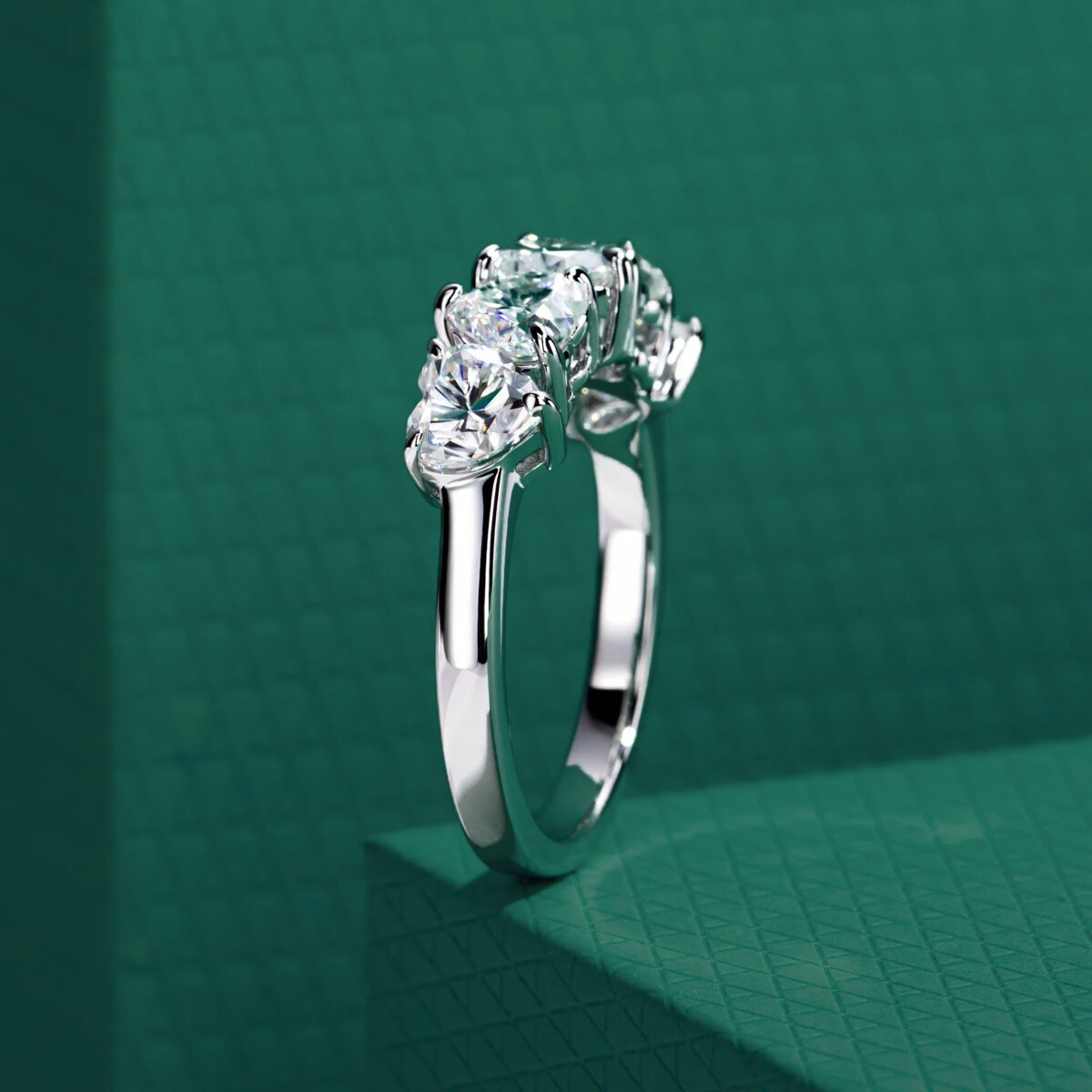 The Heartis - Heart Cut Moissanite Half Eternity Ring
