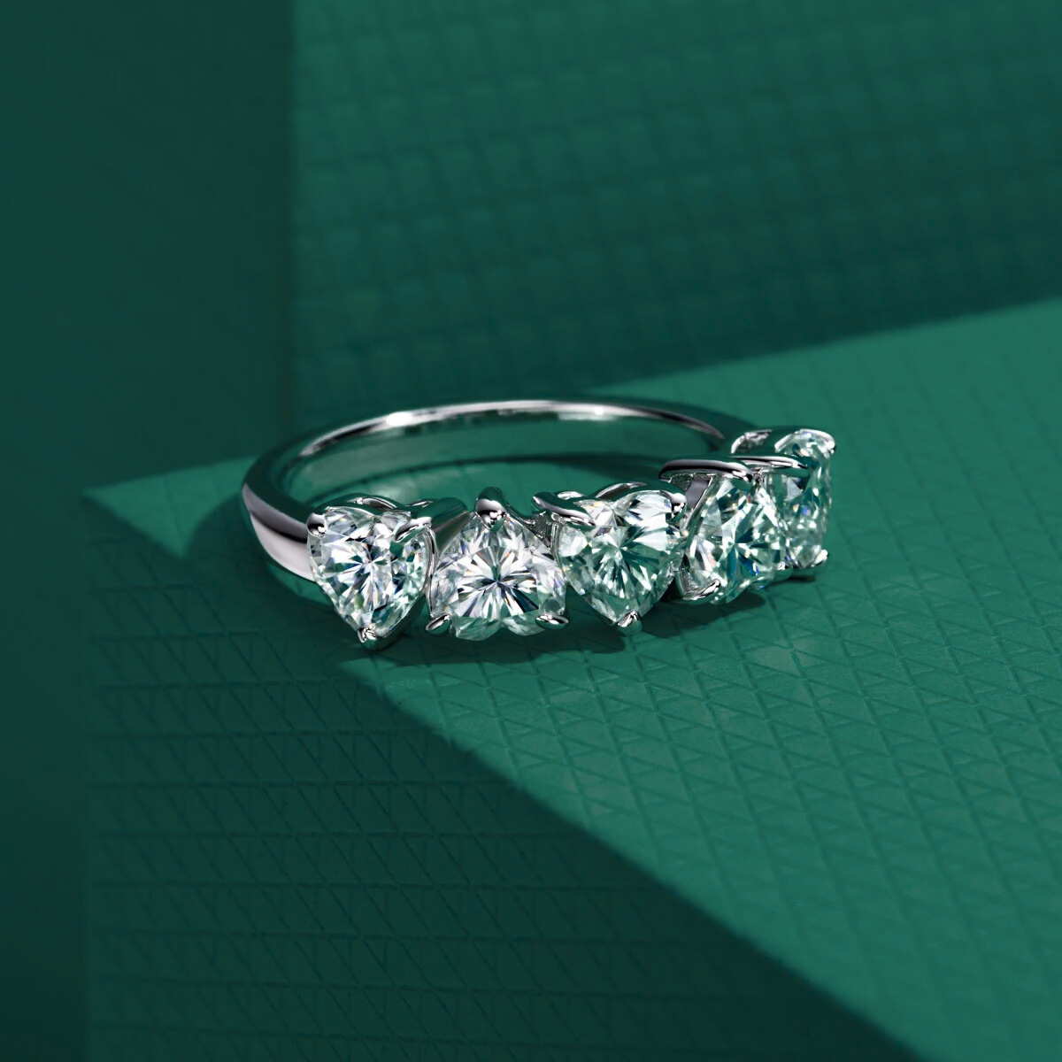 The Heartis - Heart Cut Moissanite Half Eternity Ring