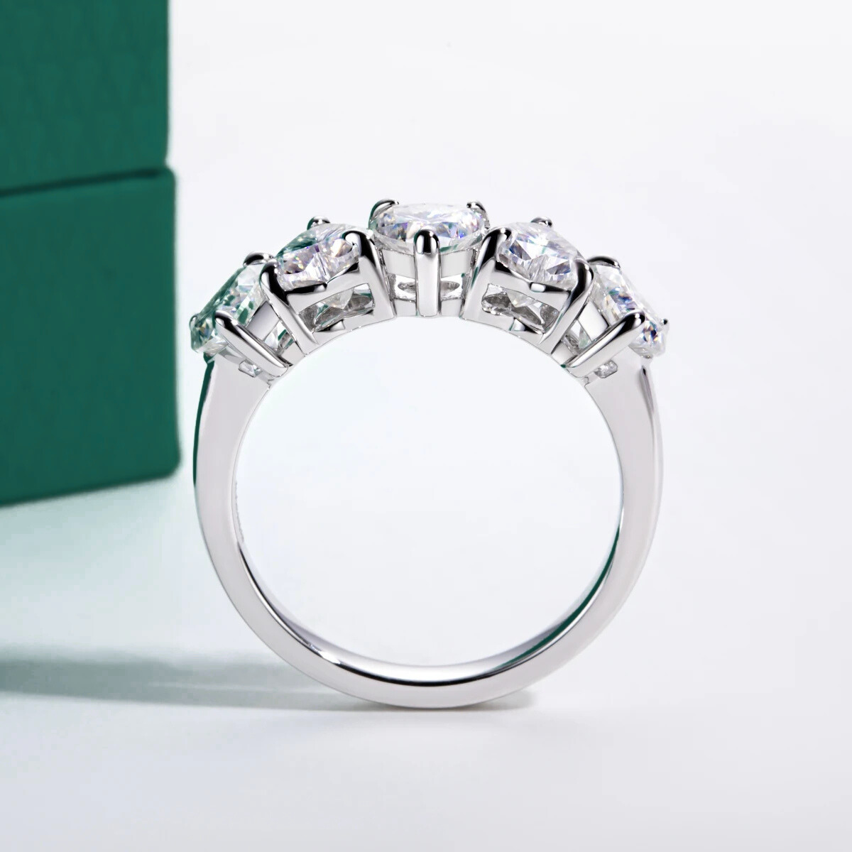 The Heartis - Heart Cut Moissanite Half Eternity Ring