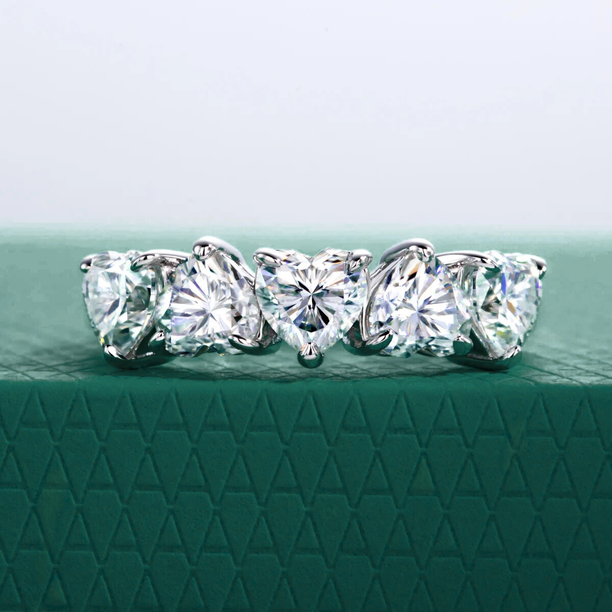 The Heartis - Heart Cut Moissanite Half Eternity Ring
