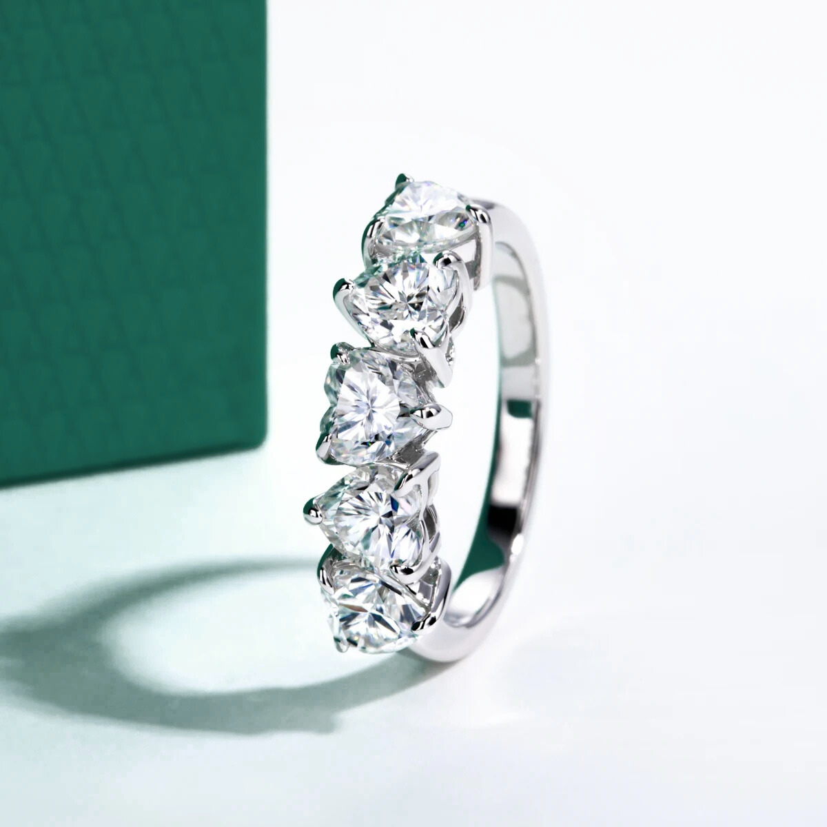 The Heartis - Heart Cut Moissanite Half Eternity Ring