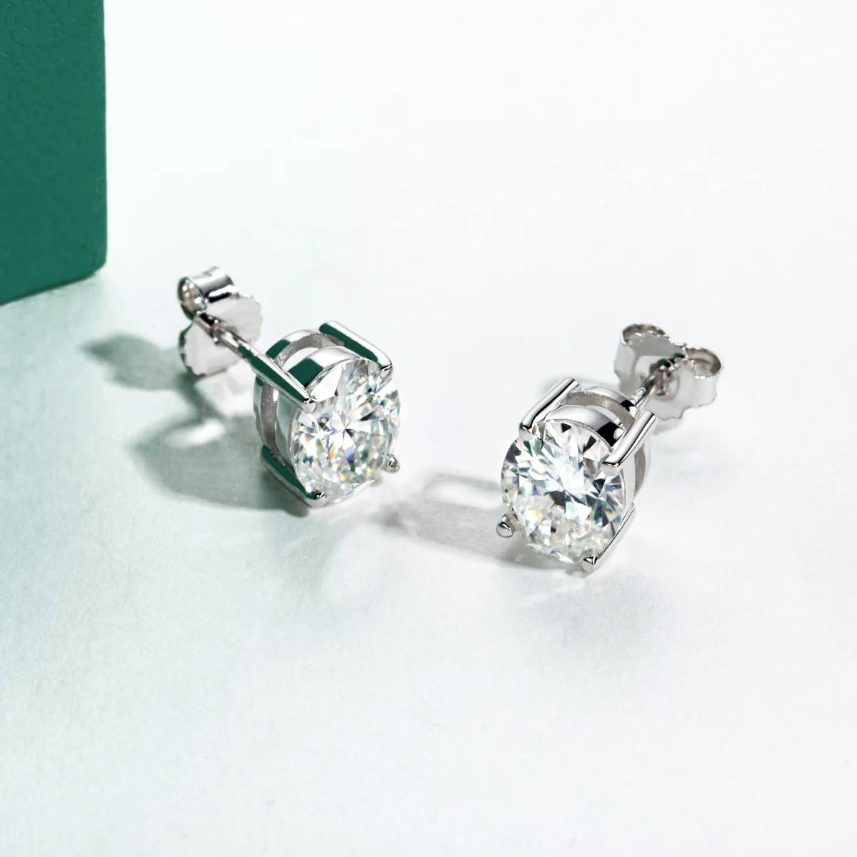 The Stella - Oval Cut Moissanite Earrings with 10k Gold Posts