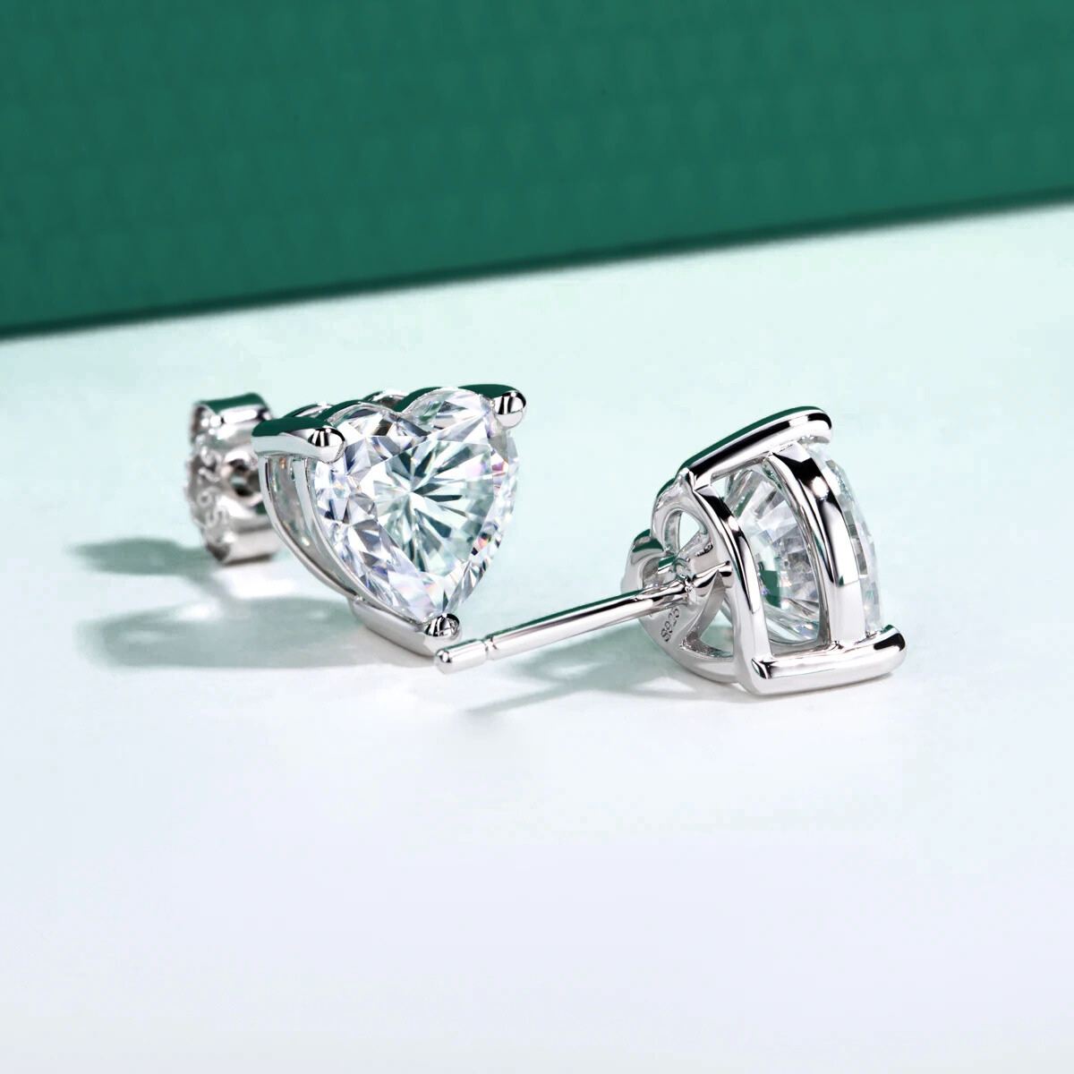 The Heartine - Heart Cut Moissanite Earrings
