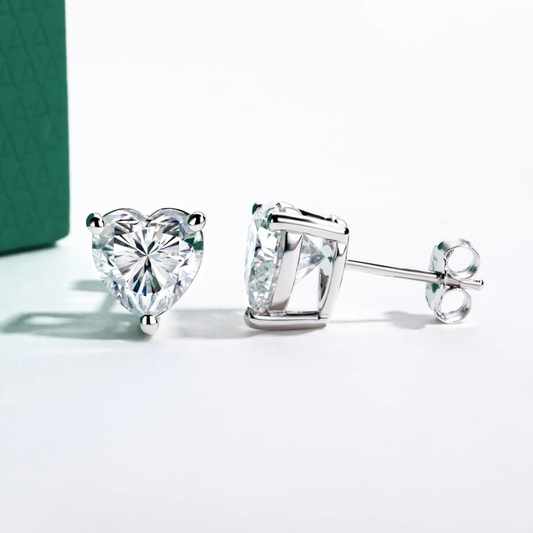 The Heartine - Heart Cut Moissanite Earrings