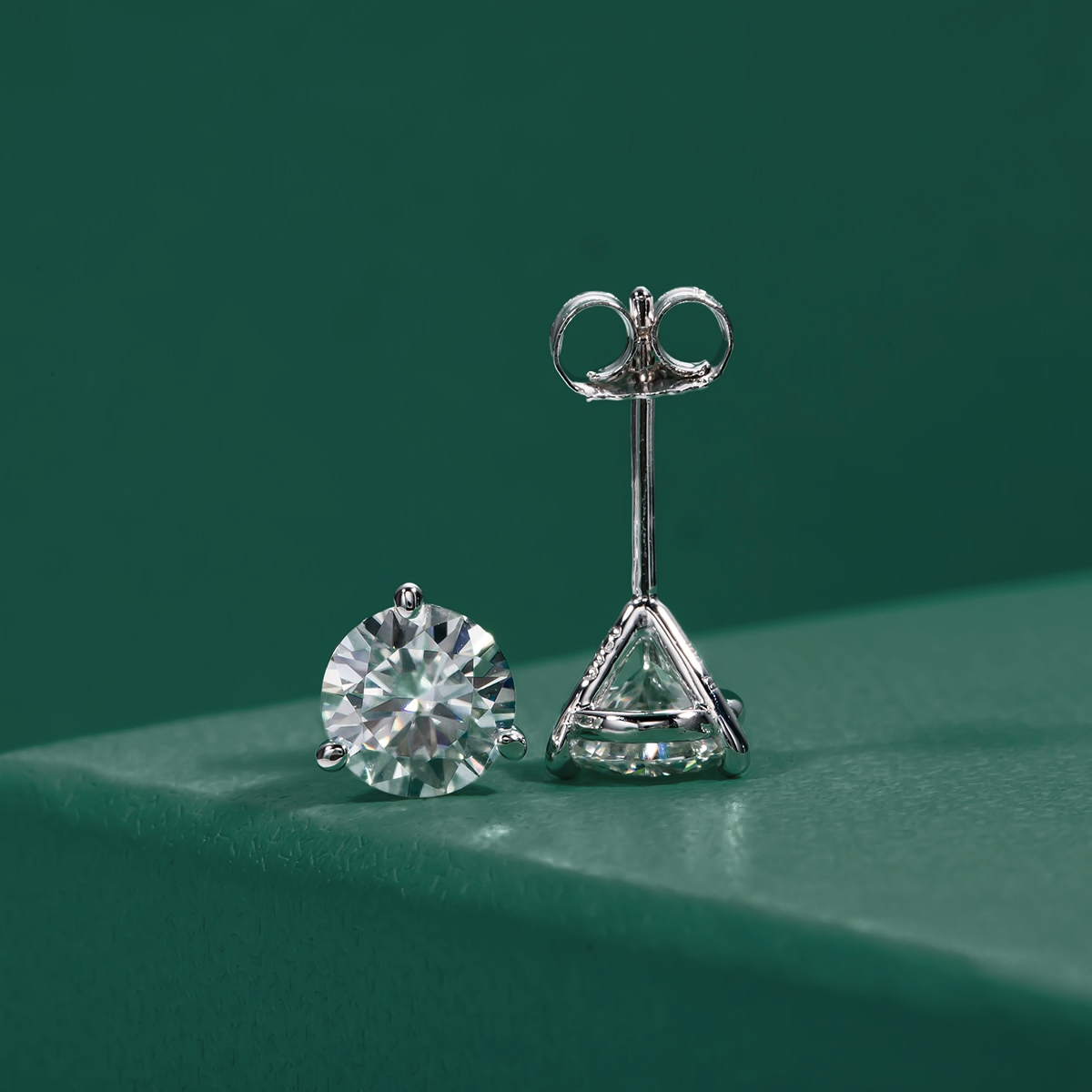 The Lillian - Solitaire 3-Prong Moissanite Earrings