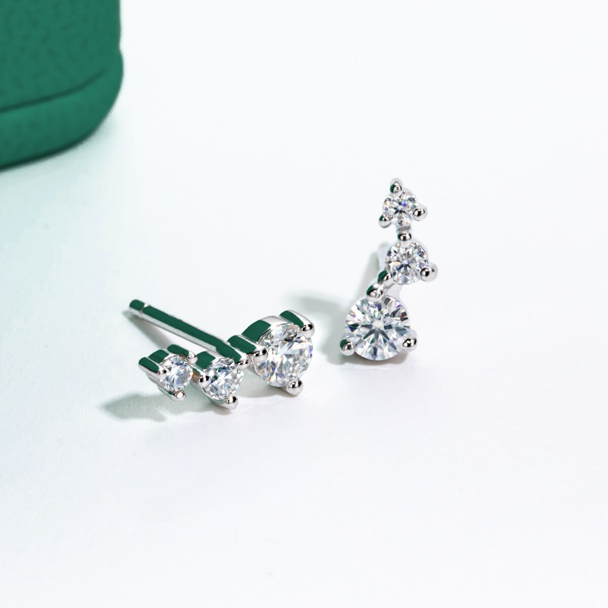 The Trilogy - Round Brilliant Cut Moissanite Earrings