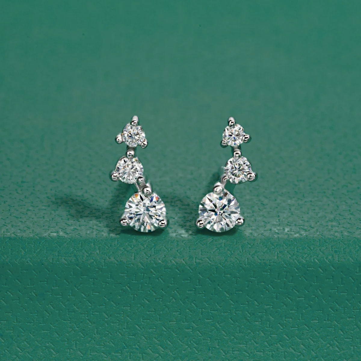 The Trilogy - Round Brilliant Cut Moissanite Earrings
