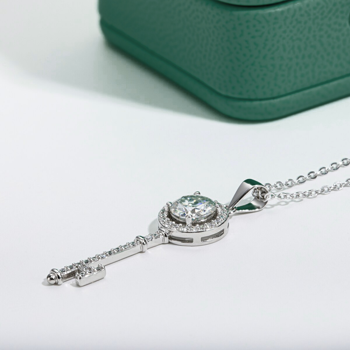The Key - Round Brilliant Cut Moissanite Necklace