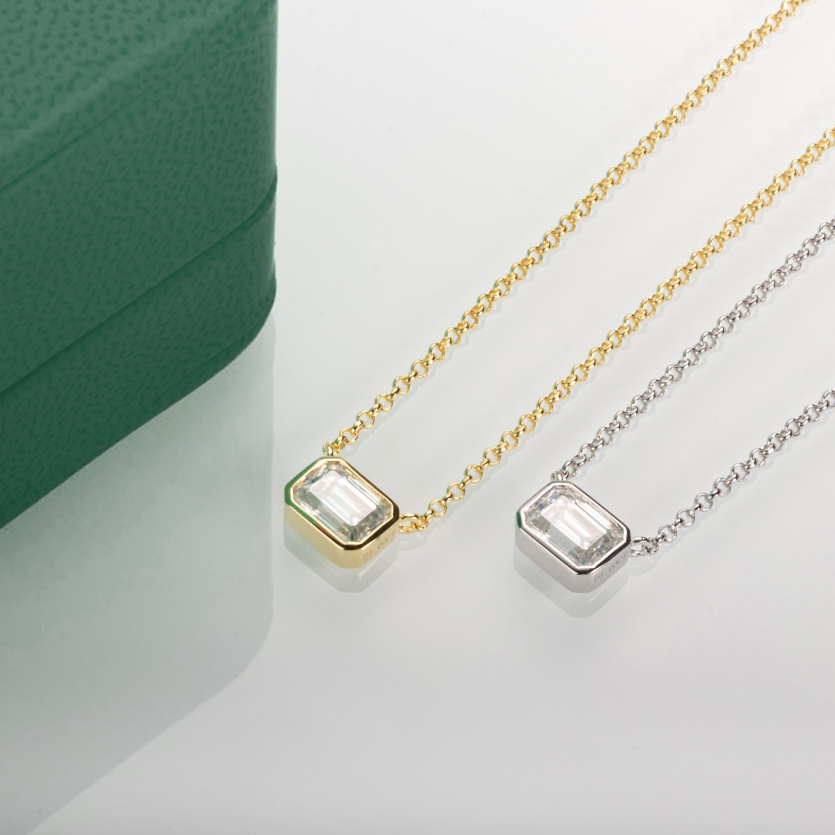 The Lauren Gold - Emerald Cut Moissanite Necklace