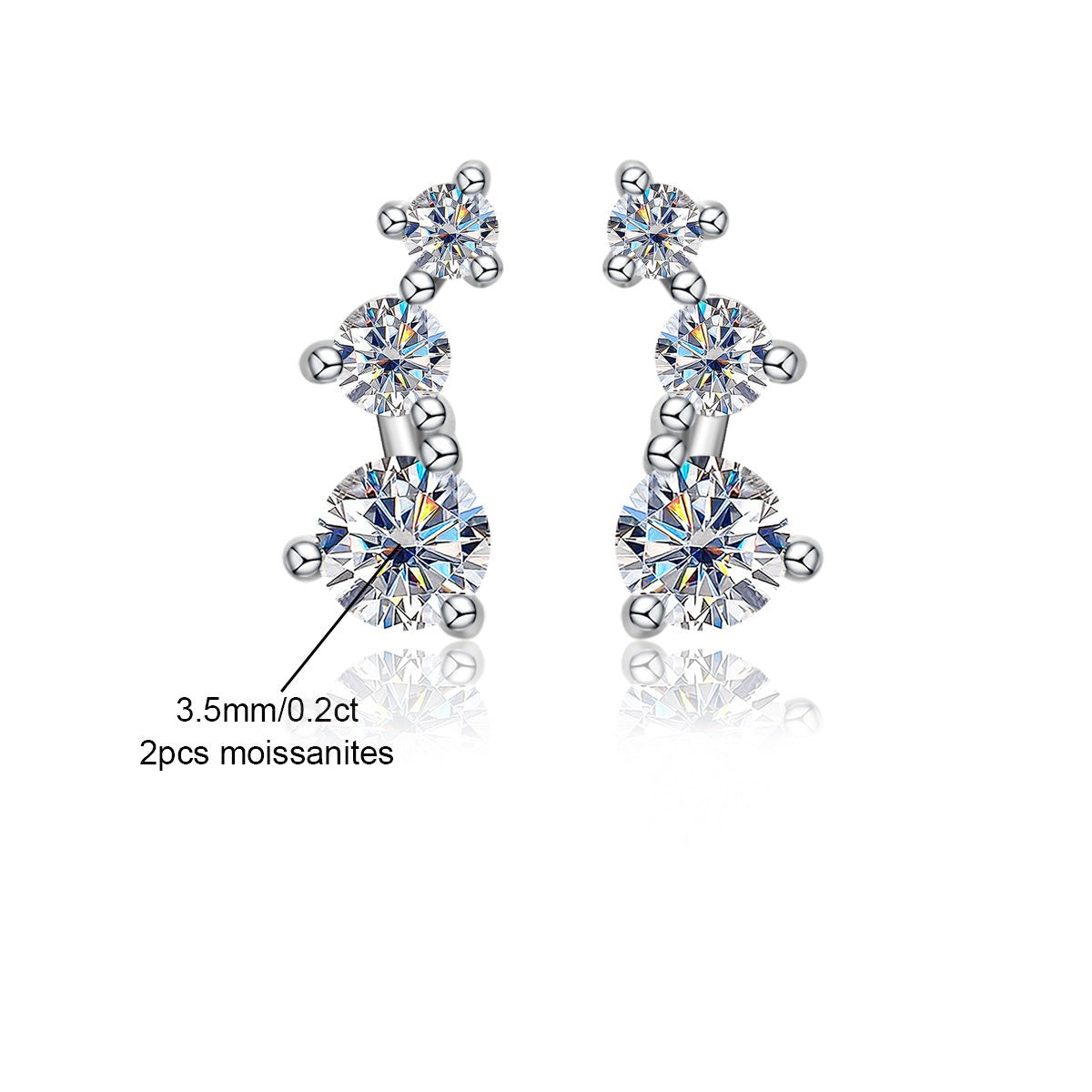 The Trilogy - Round Brilliant Cut Moissanite Earrings