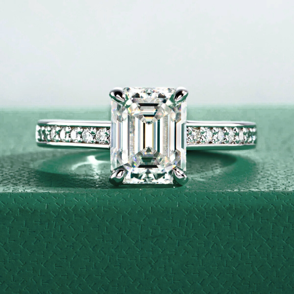 The Meredith - Emerald Cut Moissanite Ring