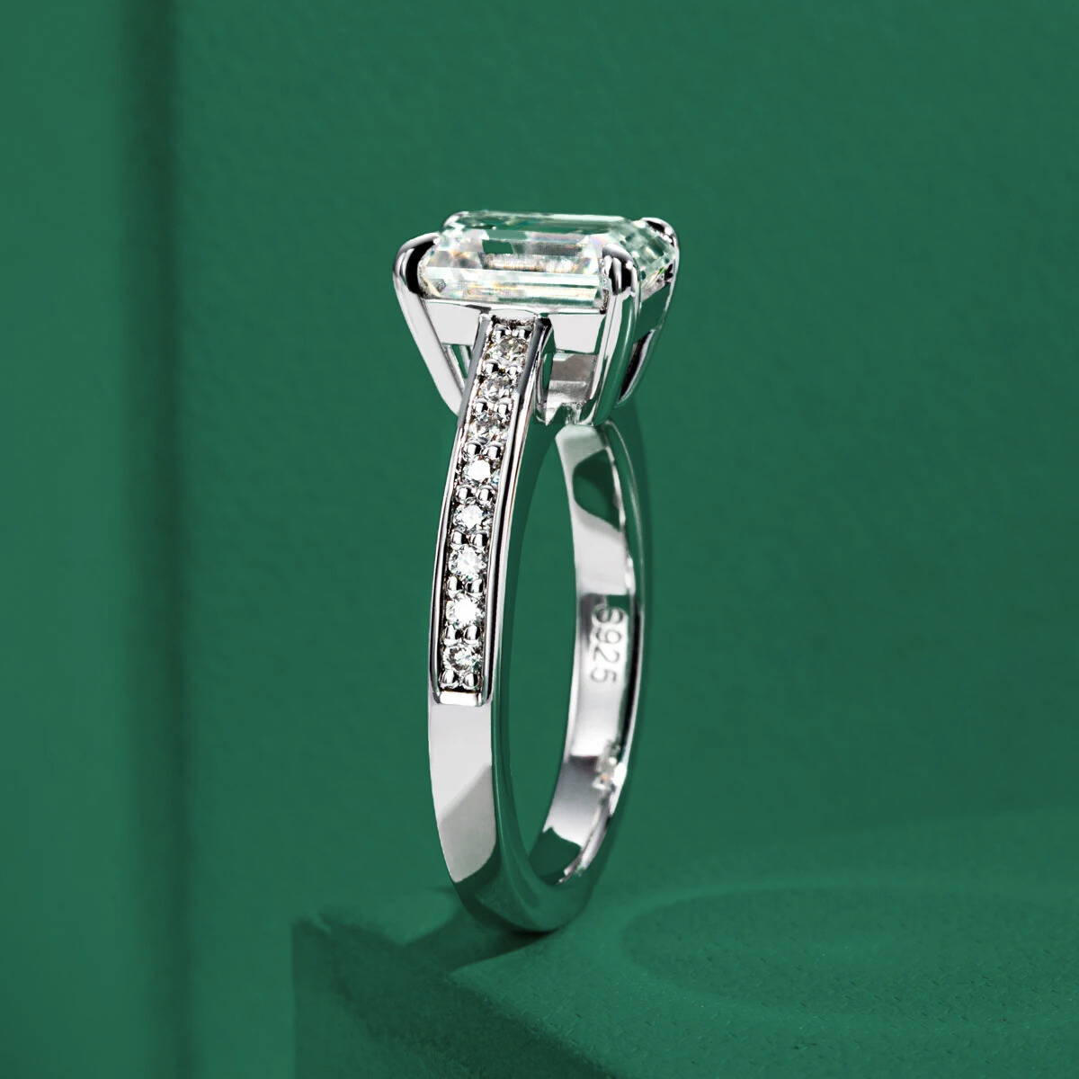 The Meredith - Emerald Cut Moissanite Ring