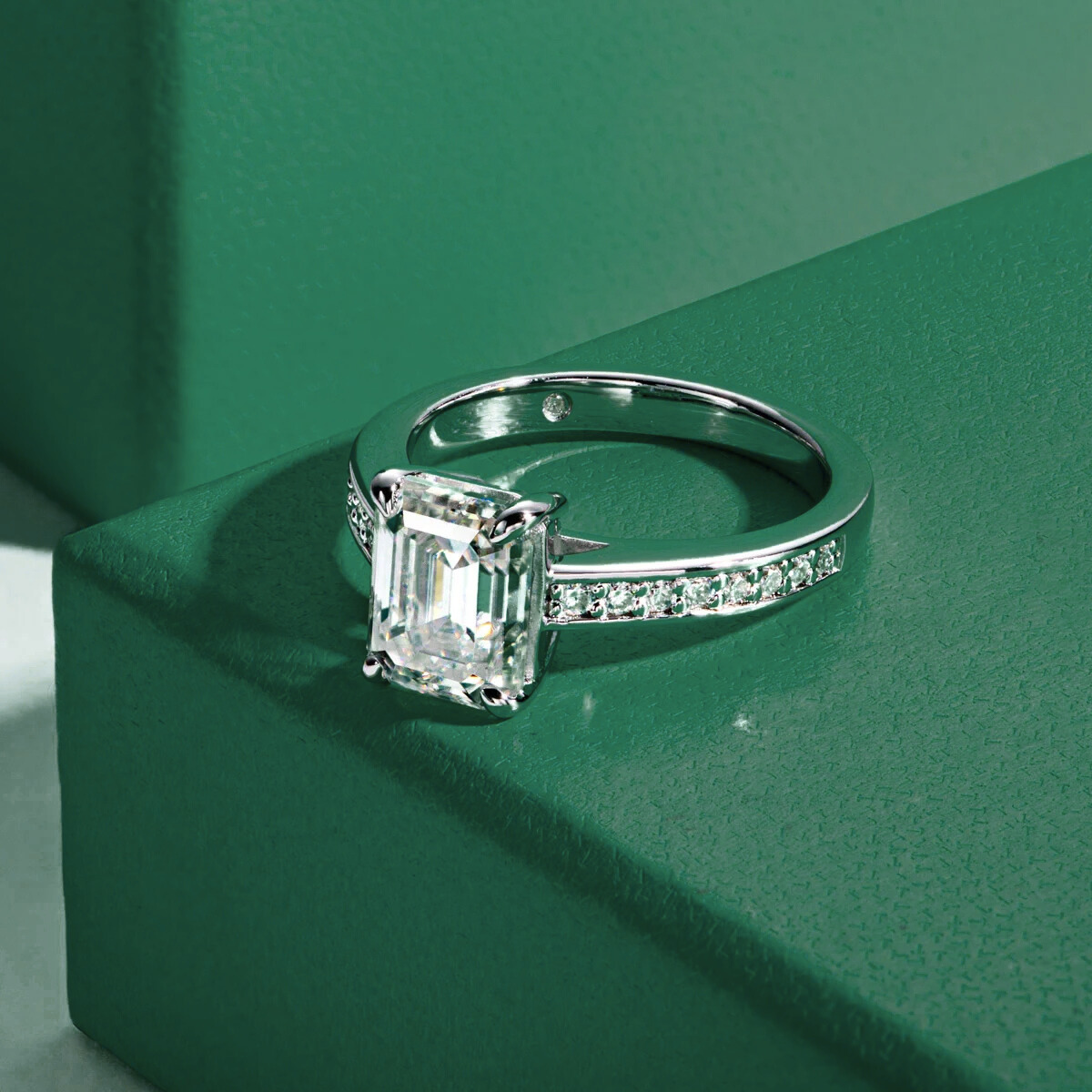 The Meredith - Emerald Cut Moissanite Ring