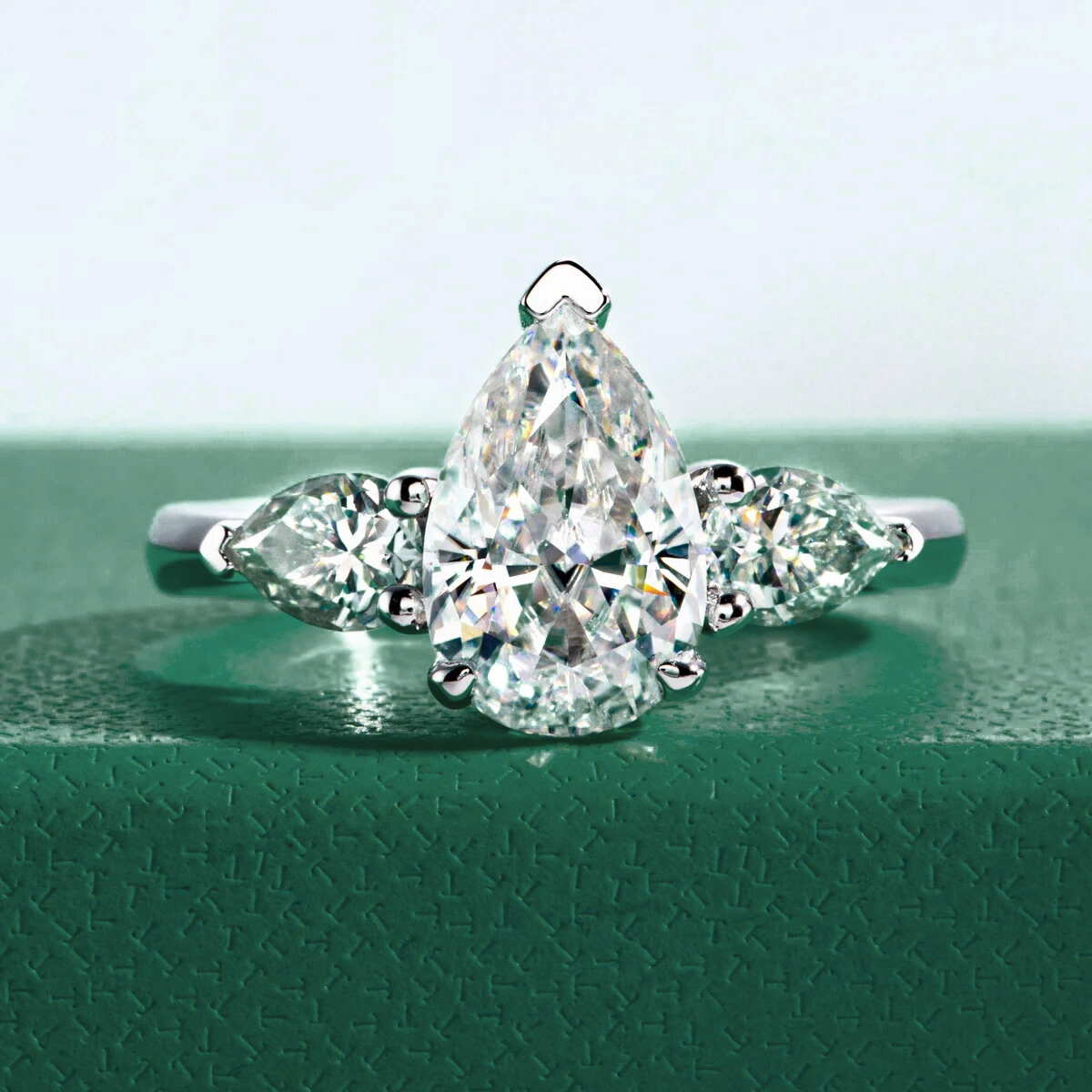 The Samantha - Pear Cut Three-Stone Moissanite Ring
