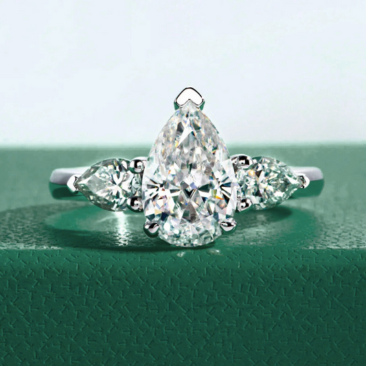 The Samantha - Pear Cut Three-Stone Moissanite Ring