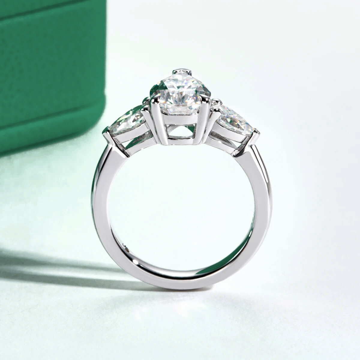 The Samantha - Pear Cut Three-Stone Moissanite Ring