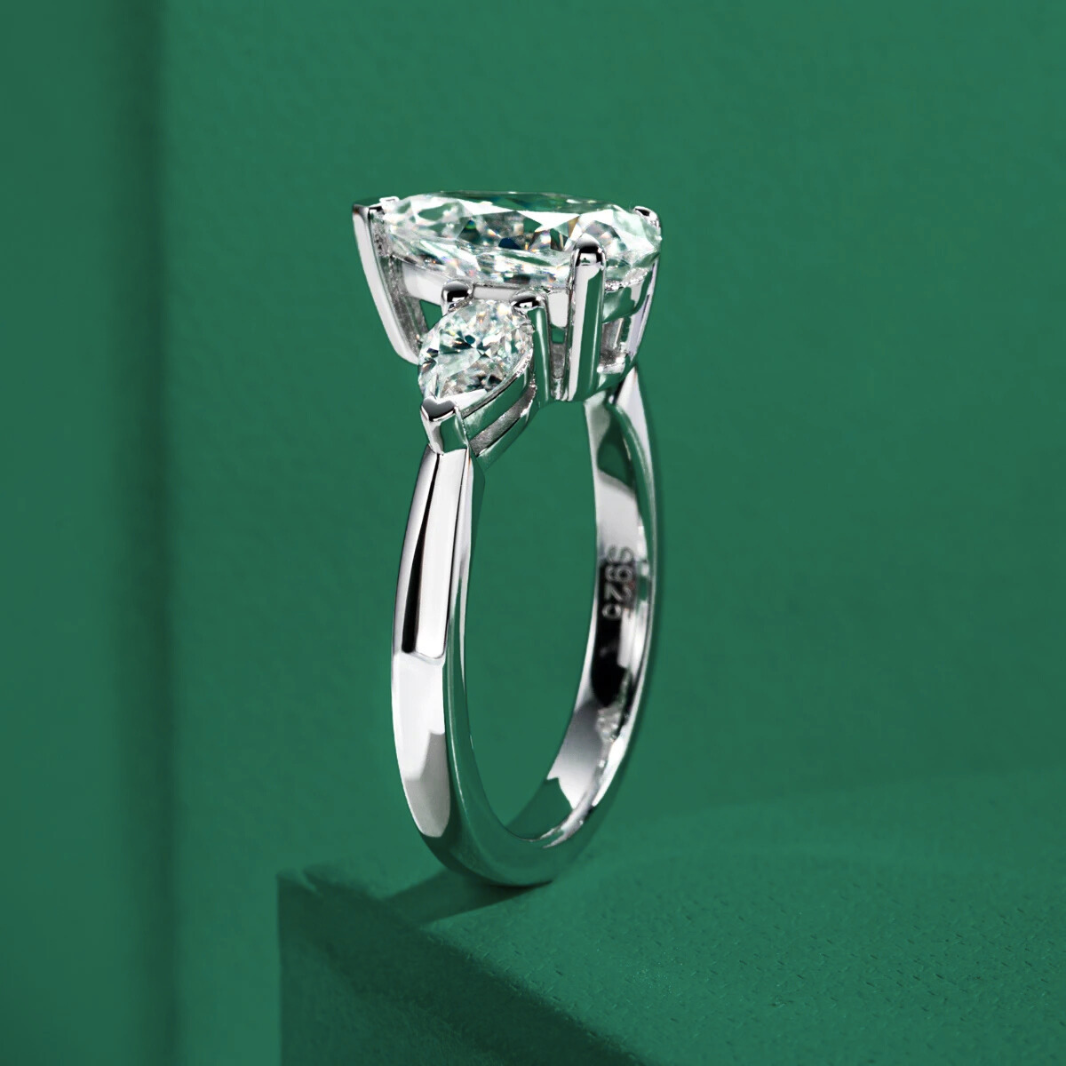 The Samantha - Pear Cut Three-Stone Moissanite Ring