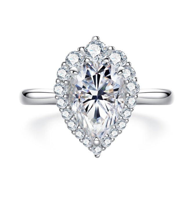 The Valeria - Pear Cut Moissanite Halo Ring