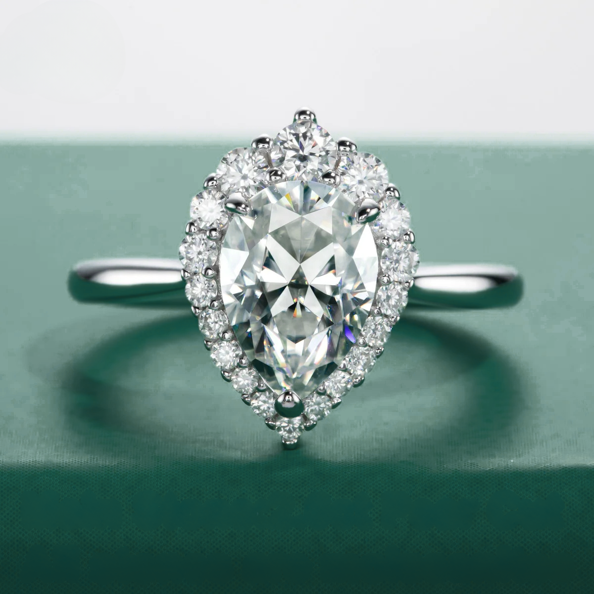 The Valeria - Pear Cut Moissanite Halo Ring