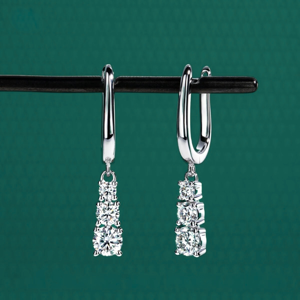The Emilia - Moissanite Drop Hoop Earrings