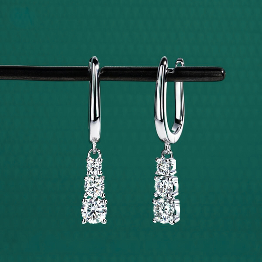 The Emilia - Moissanite Drop Hoop Earrings