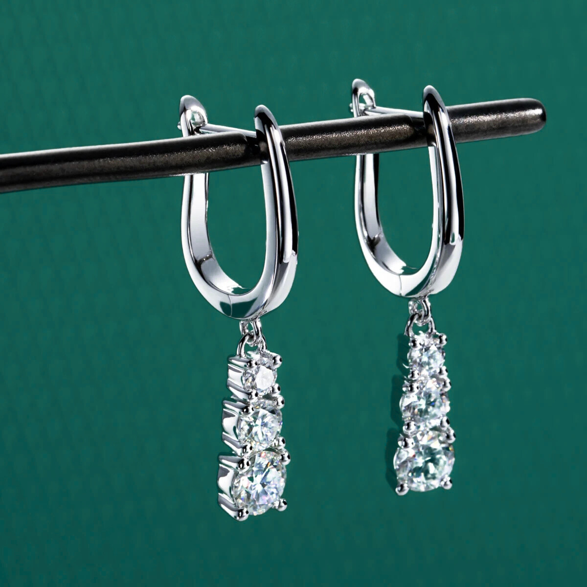 The Emilia - Moissanite Drop Hoop Earrings