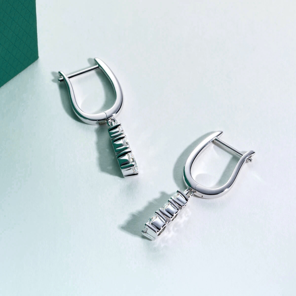The Emilia - Moissanite Drop Hoop Earrings
