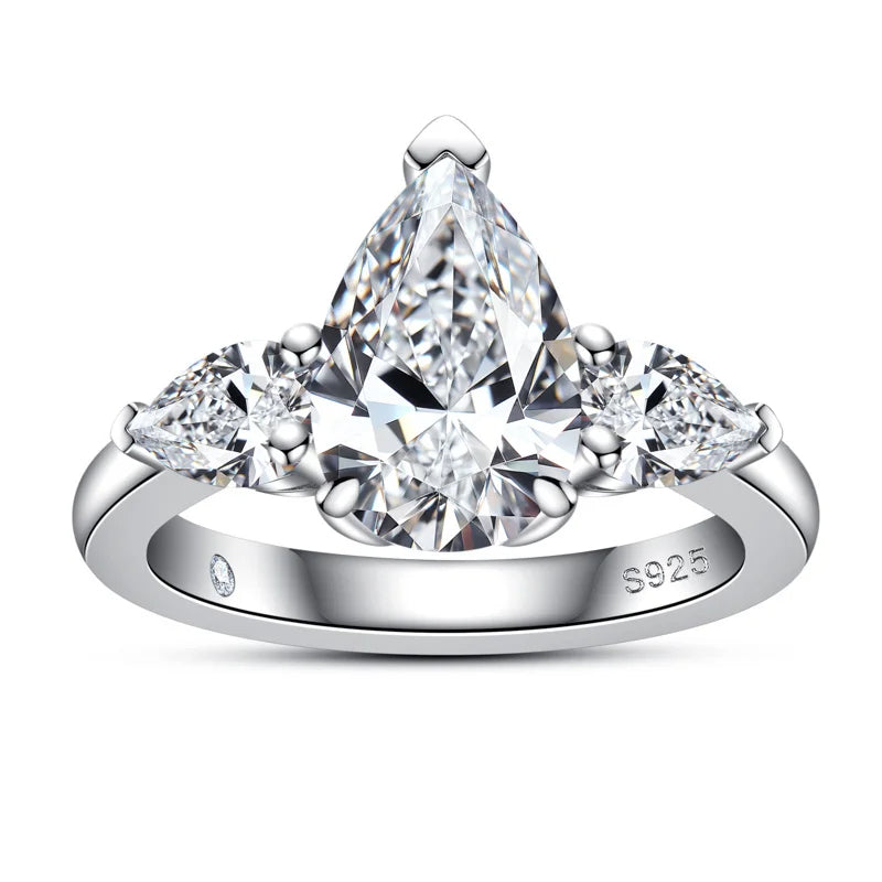 The Samantha - Pear Cut Three-Stone Moissanite Ring