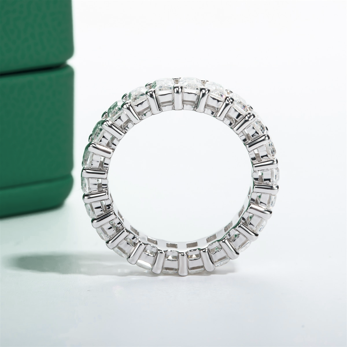 The Aurora - Emerald Cut Moissanite Wedding Band