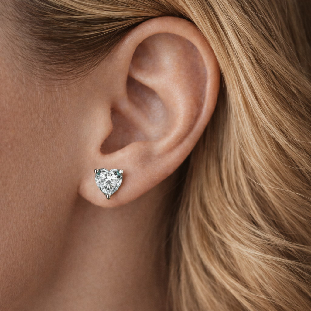 The Heartine - Heart Cut Moissanite Earrings