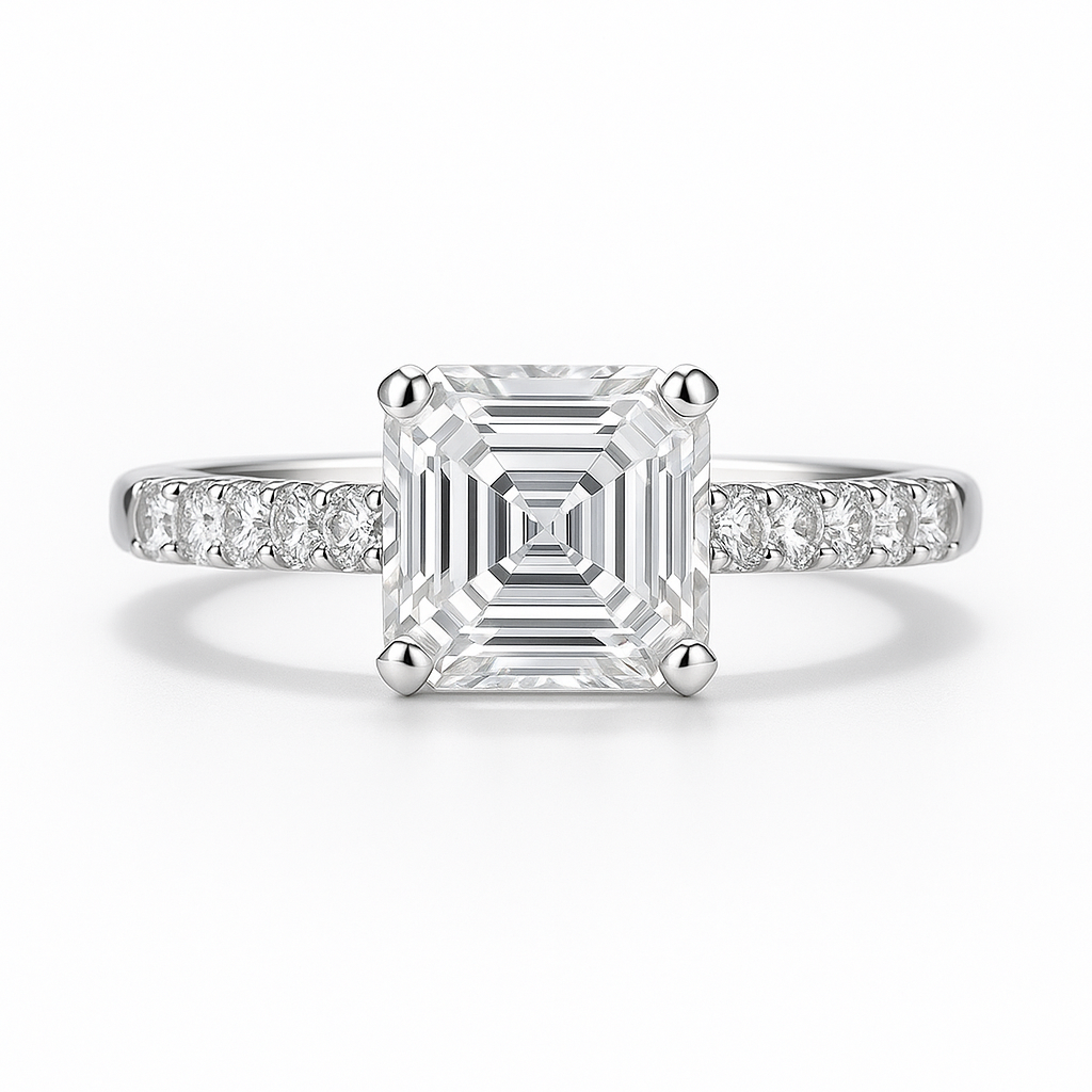 The Elva - Asscher Cut Moissanite Solitaire Ring