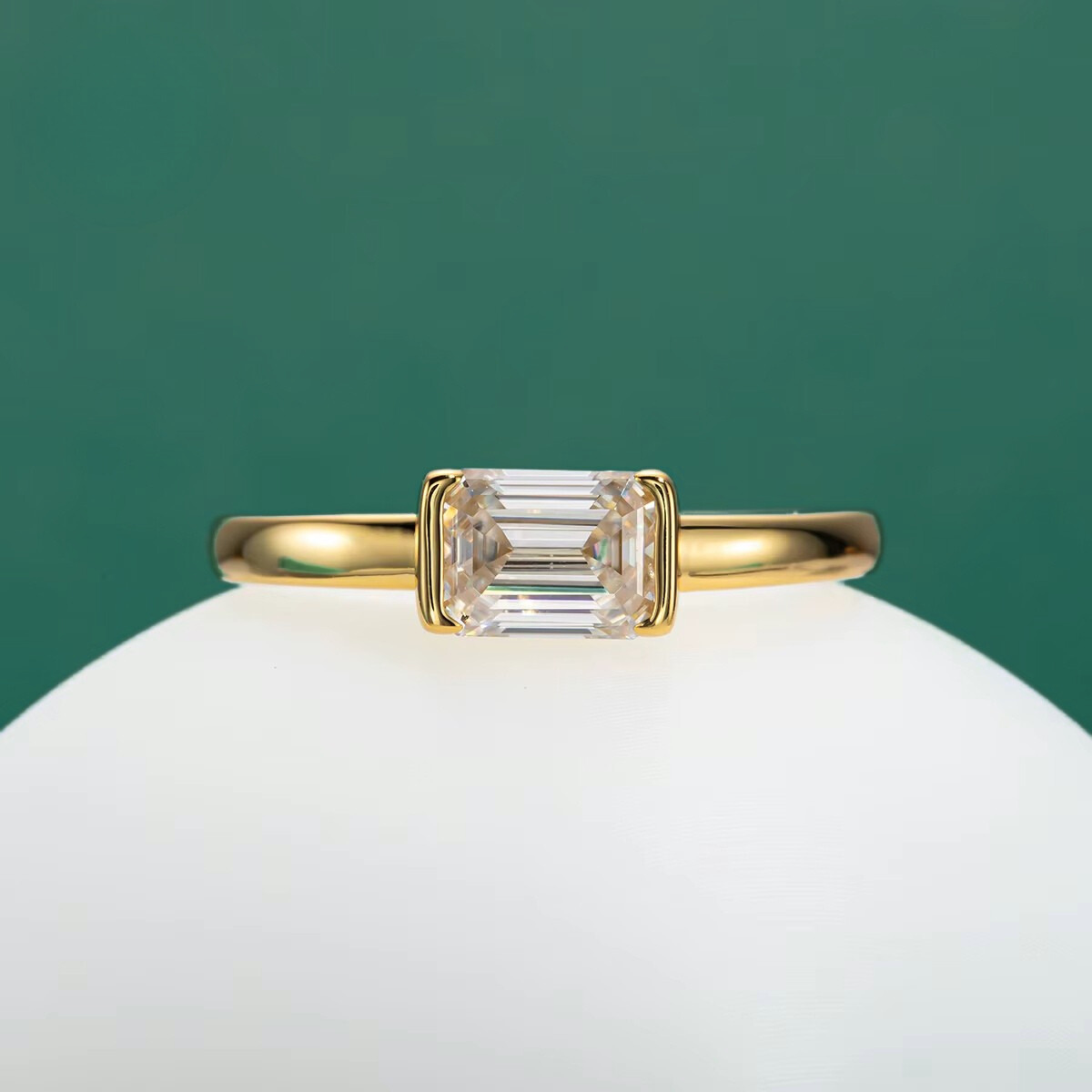 The Lauren - Emerald Cut Moissanite Solitaire Ring