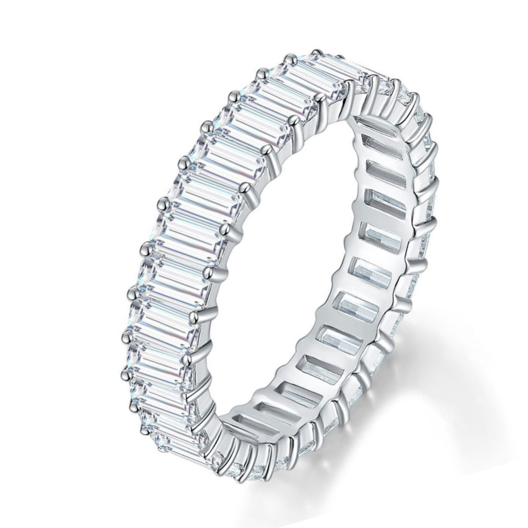 The Aurora - Emerald Cut Moissanite Wedding Band
