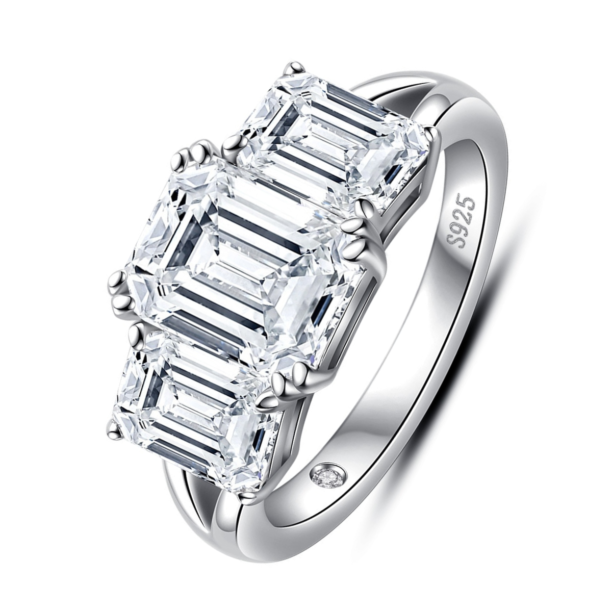 The Ava - Emerald Cut Three-Stone Moissanite Ring