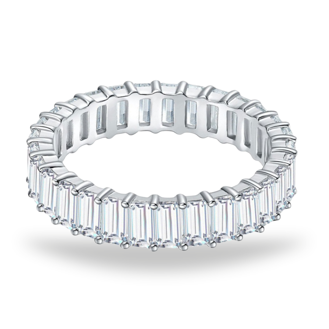 The Aurora - Emerald Cut Moissanite Wedding Band