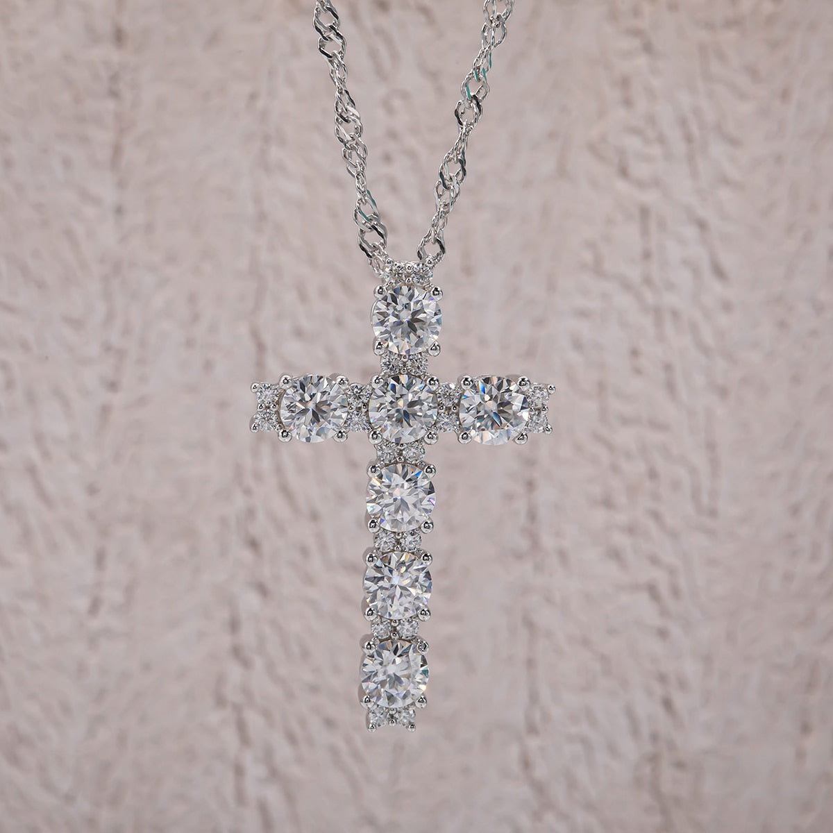 The Cross - Round Brilliant Cut Moissanite Necklace