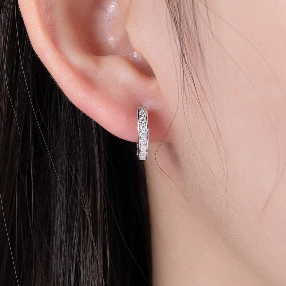 The Noir - Moissanite Hoop Earrings