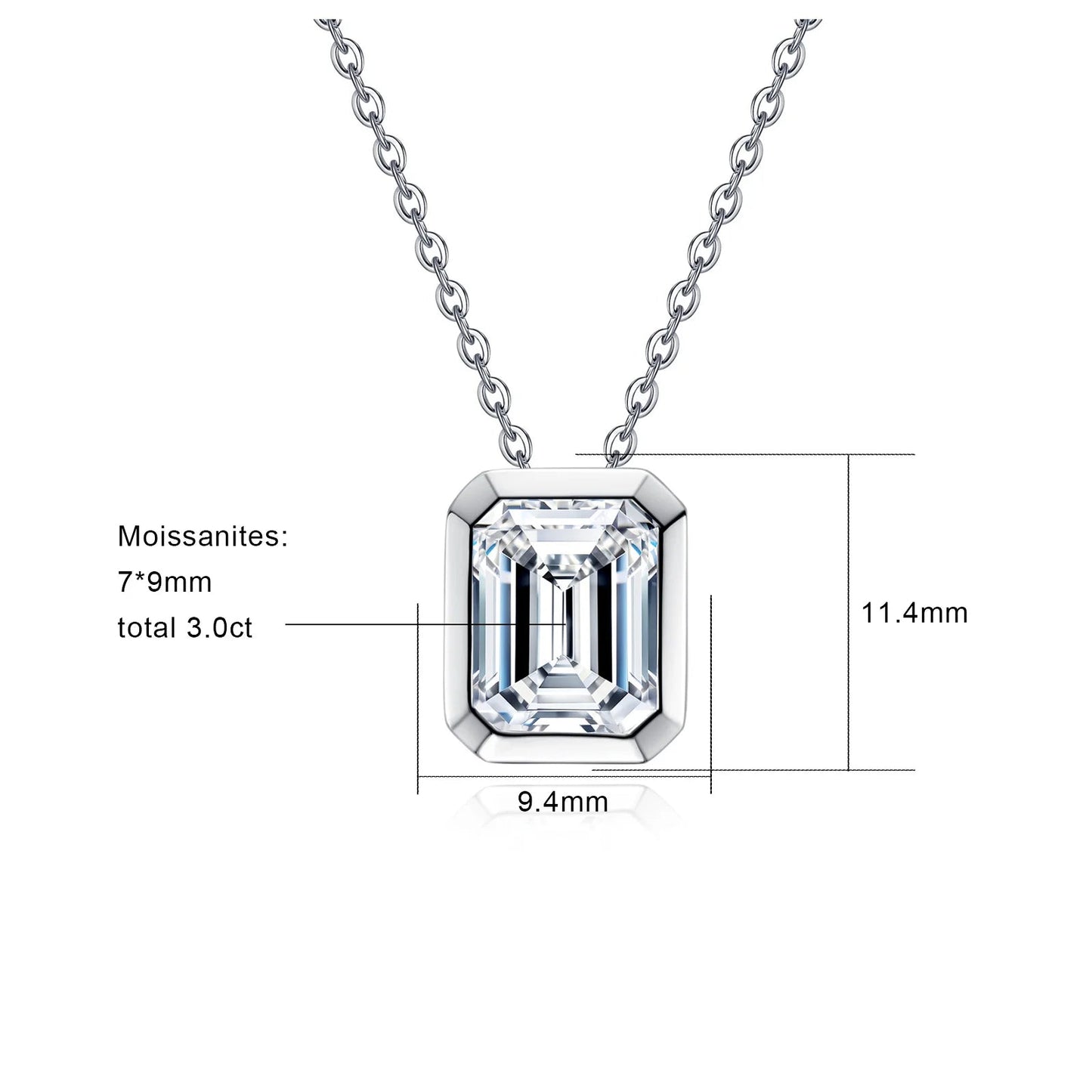 The Solange - Emerald Cut Moissanite Necklace
