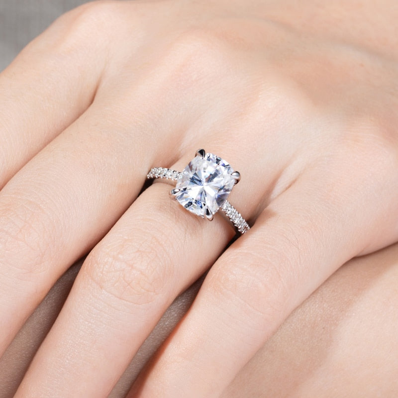 The Agnes - Cushion Cut Moissanite Solitaire Ring