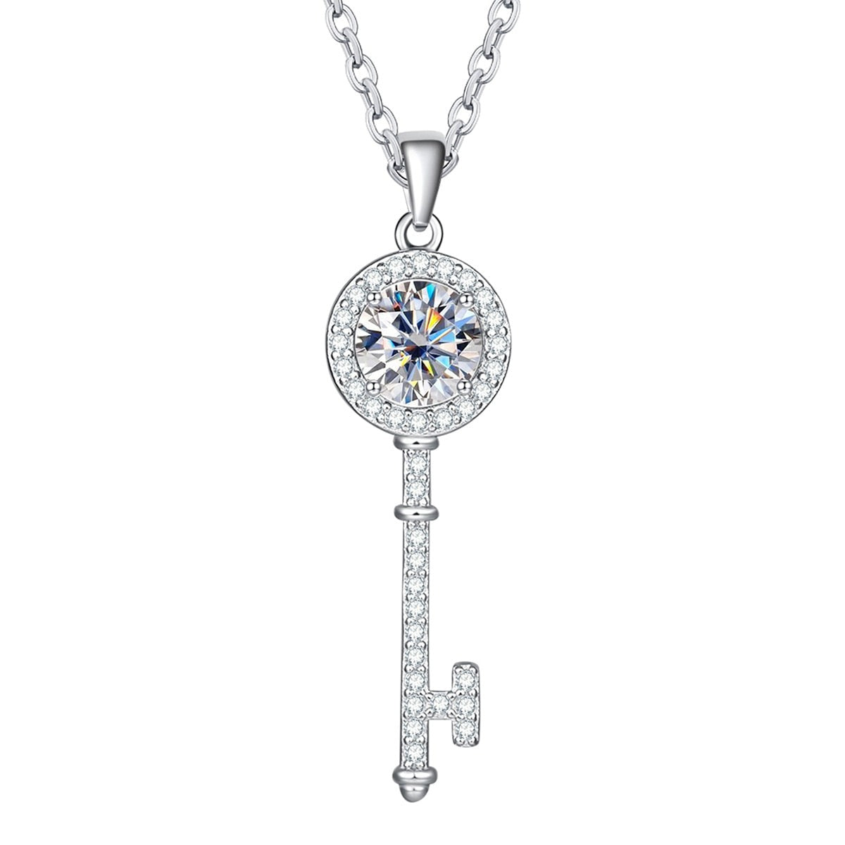 The Key - Round Brilliant Cut Moissanite Necklace